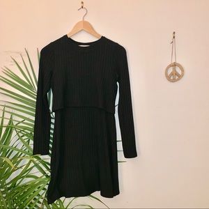 A&F Black Long Sleeve V Soft Sweater Dress